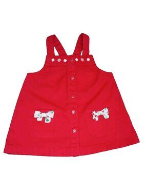 Sergent Major Baby Girl 6M Red Strawberry Floral Dress Coverall Adjustable Strap